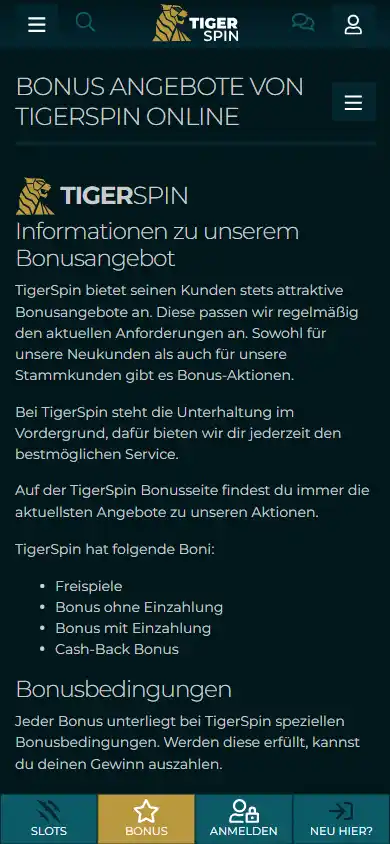 TigerSpin Casino DE screenshot 6