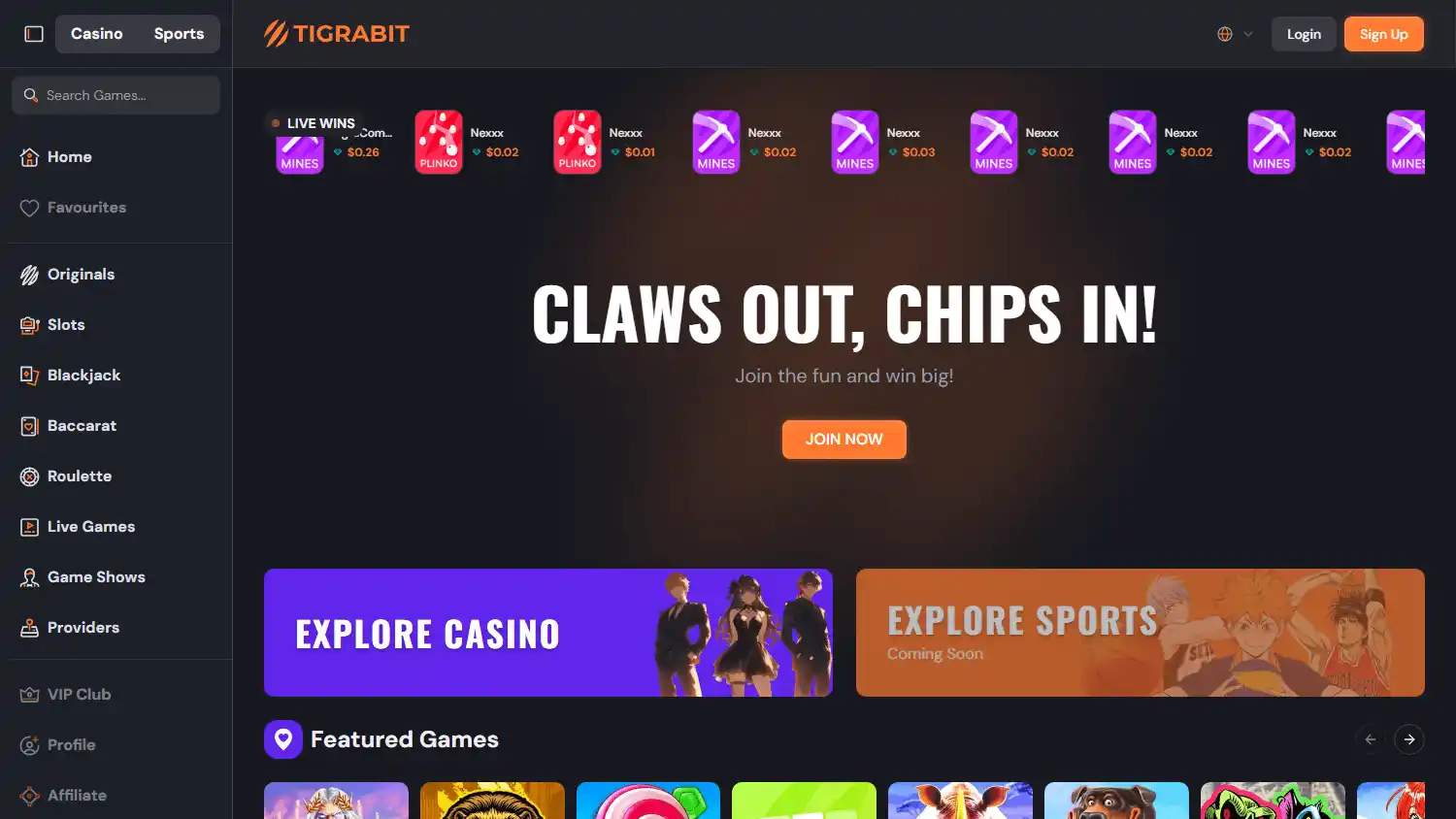 Tigrabit Casino screenshot 1