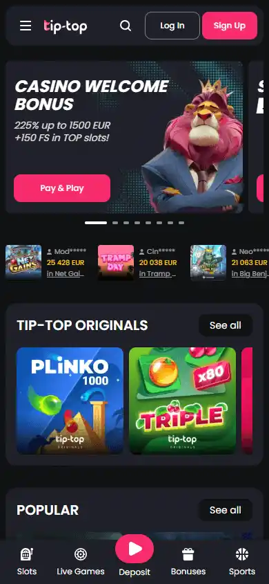 Tip-Top.bet Casino screenshot 4