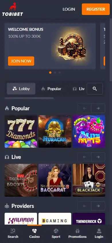 Tobibet Casino screenshot 5