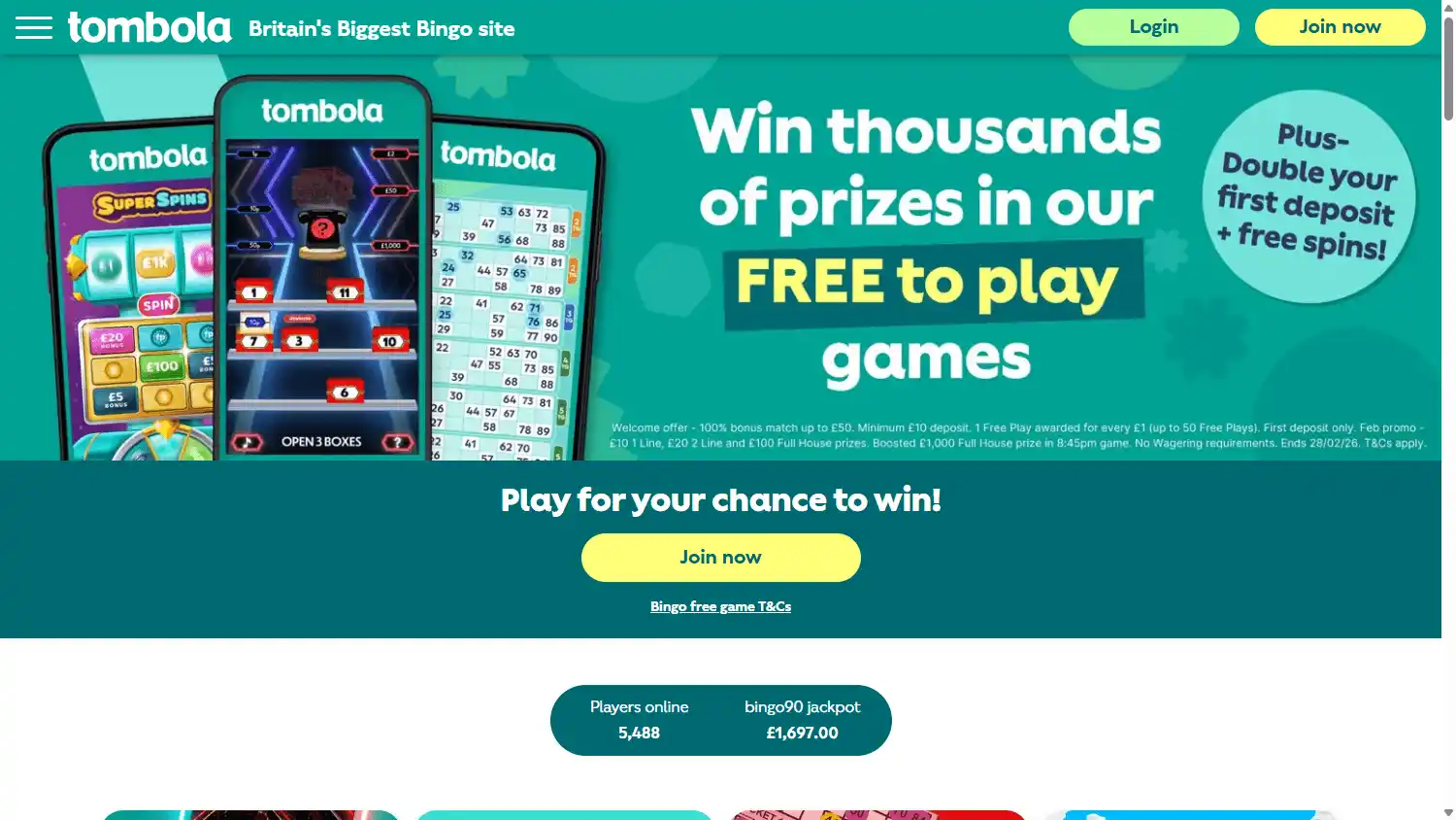 Tombola Casino UK screenshot 1
