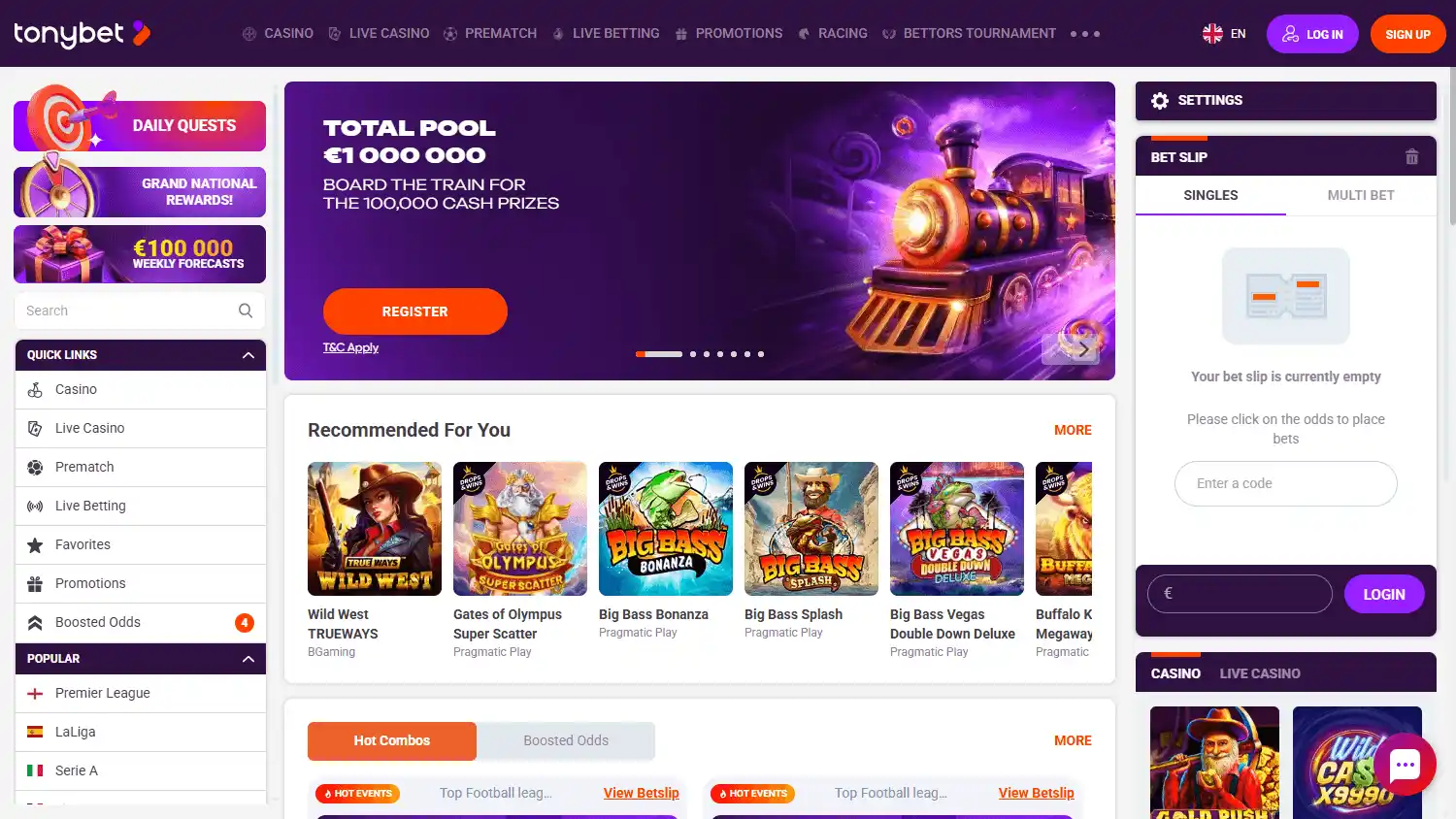 TonyBet Casino NL screenshot 1