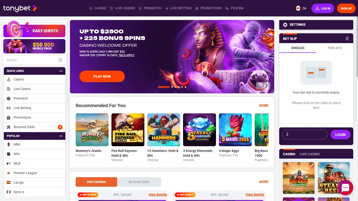 TonyBet Casino Ontario screenshot 1