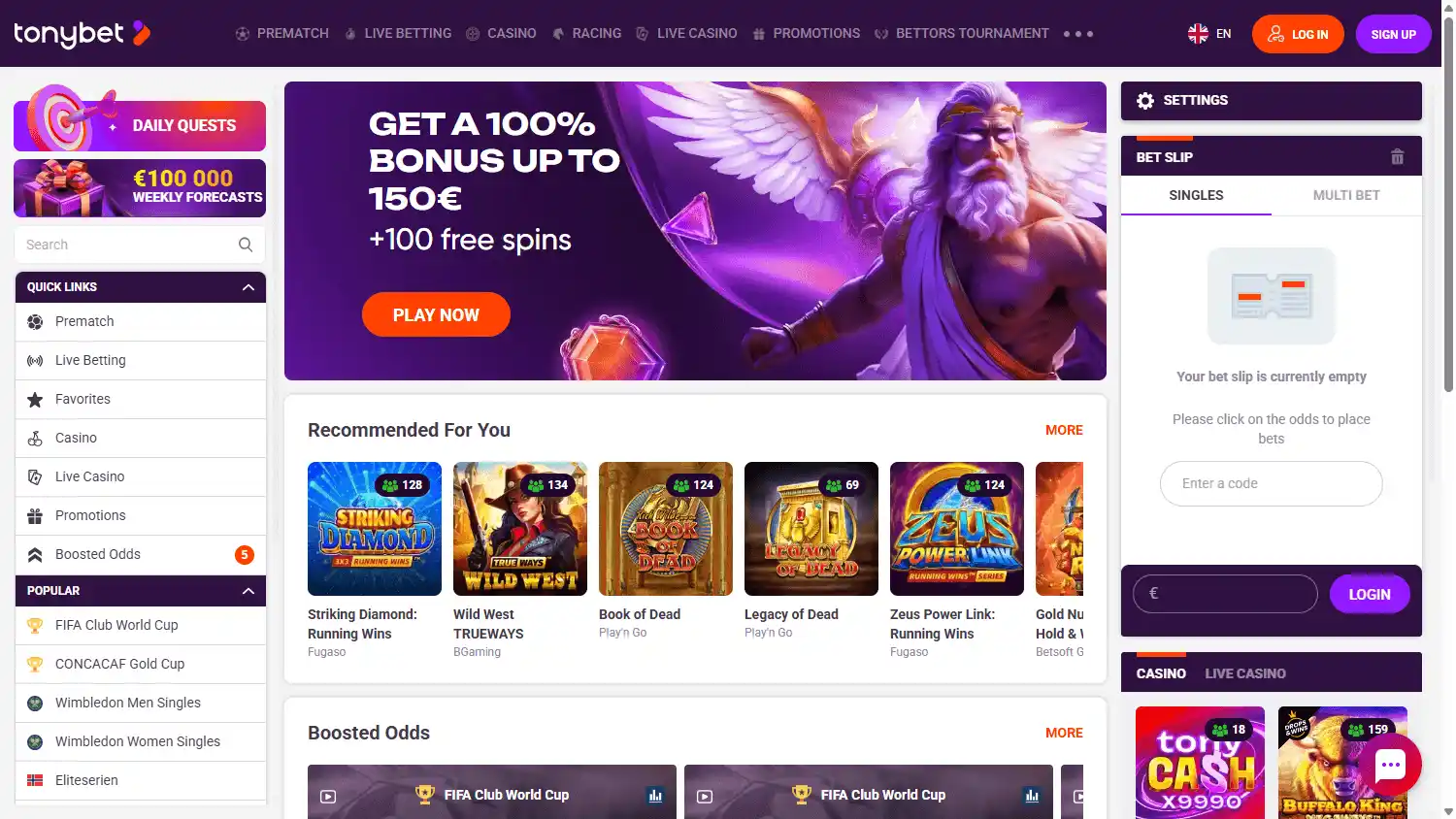 TonyBet Casino Ontario screenshot 2