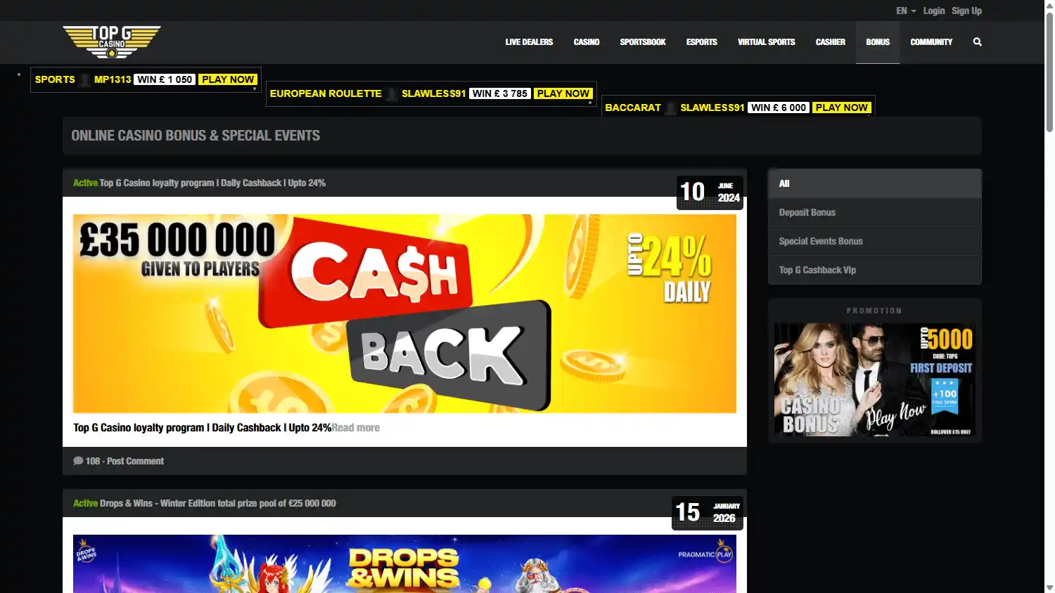 Top G Casino screenshot 3