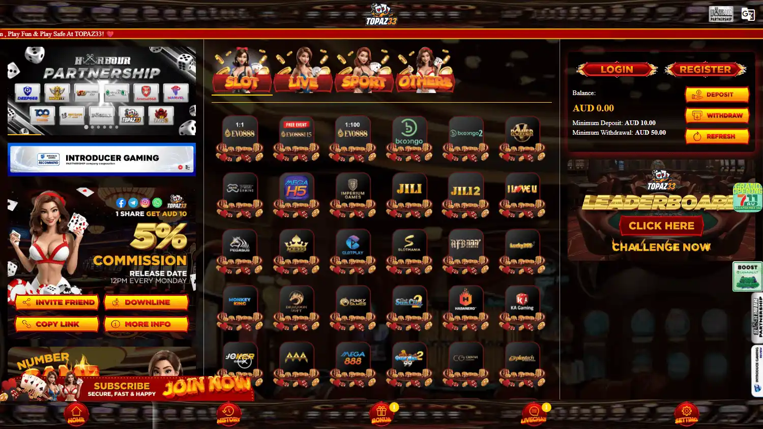 Topaz33 Casino screenshot 1