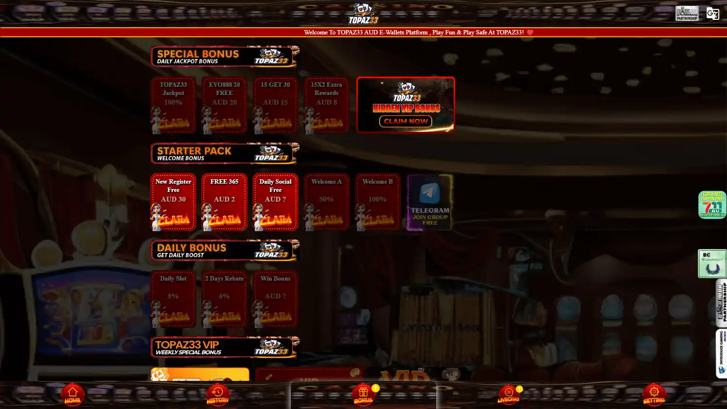 Topaz33 Casino screenshot 2