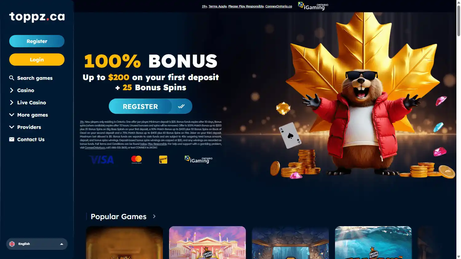 Toppz Casino screenshot 1