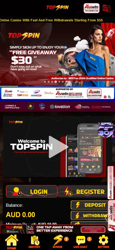 Topspin Casino screenshot 2