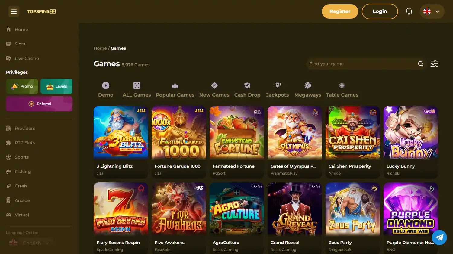 Topspins88 Casino screenshot 2