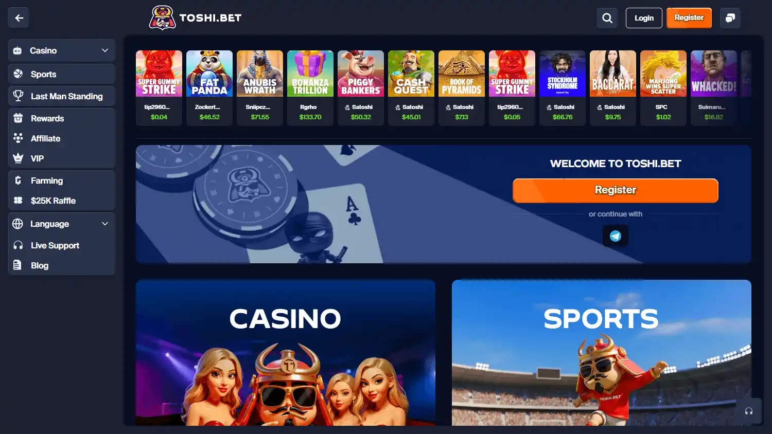 Toshi Bet Casino screenshot 1