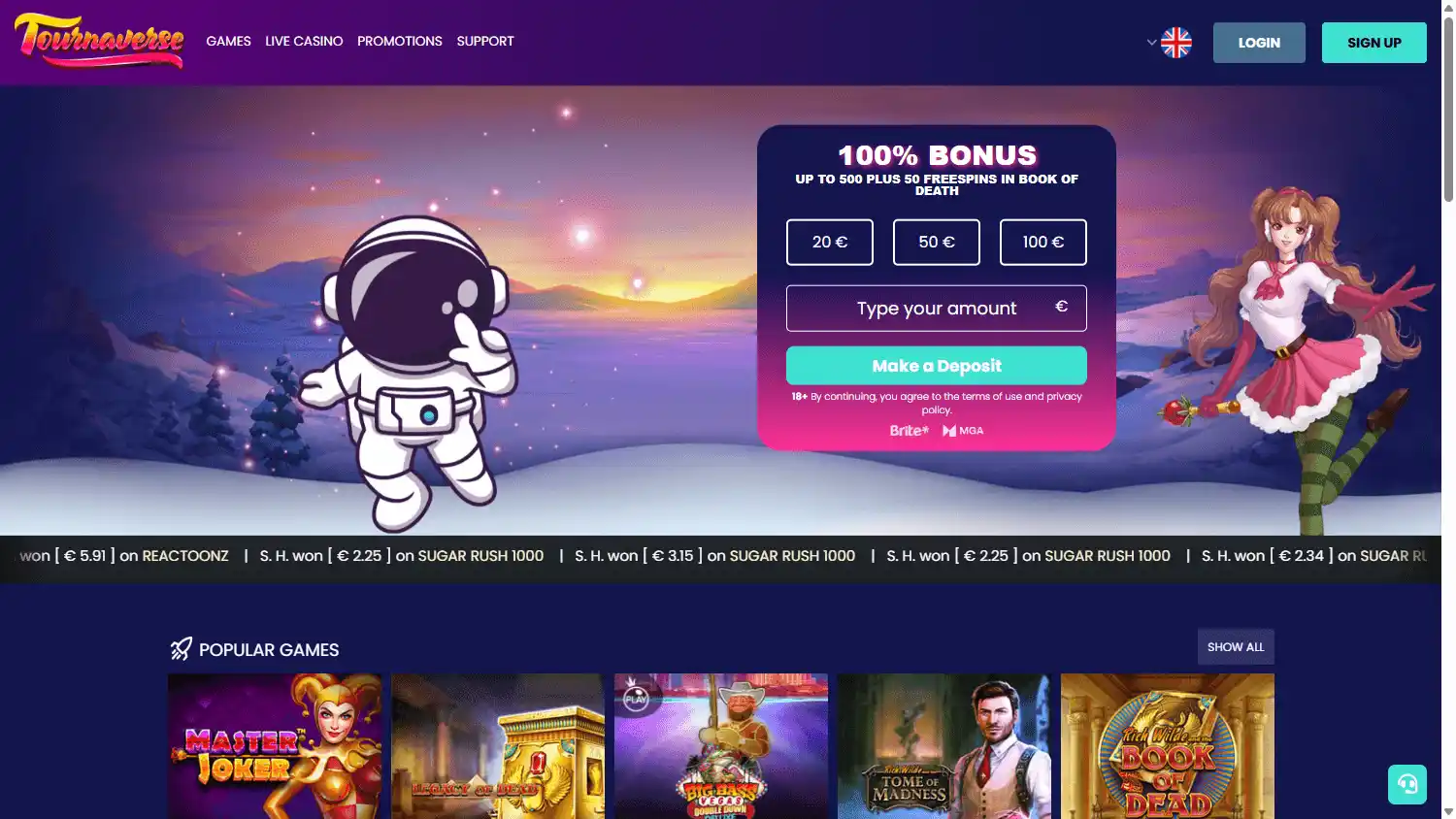 Tournaverse Casino screenshot 1