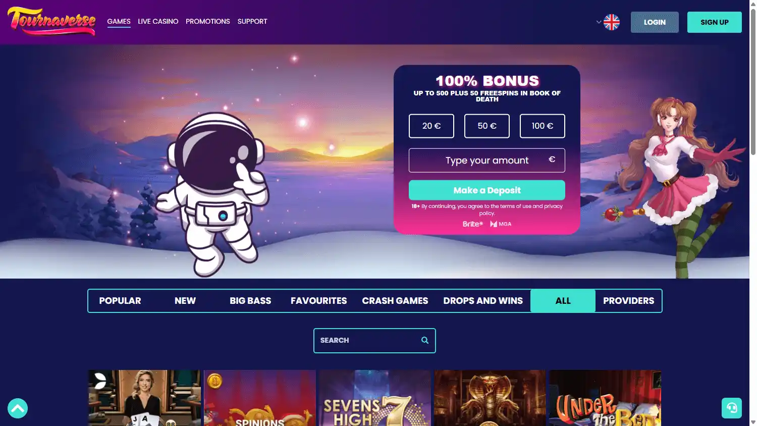Tournaverse Casino screenshot 2
