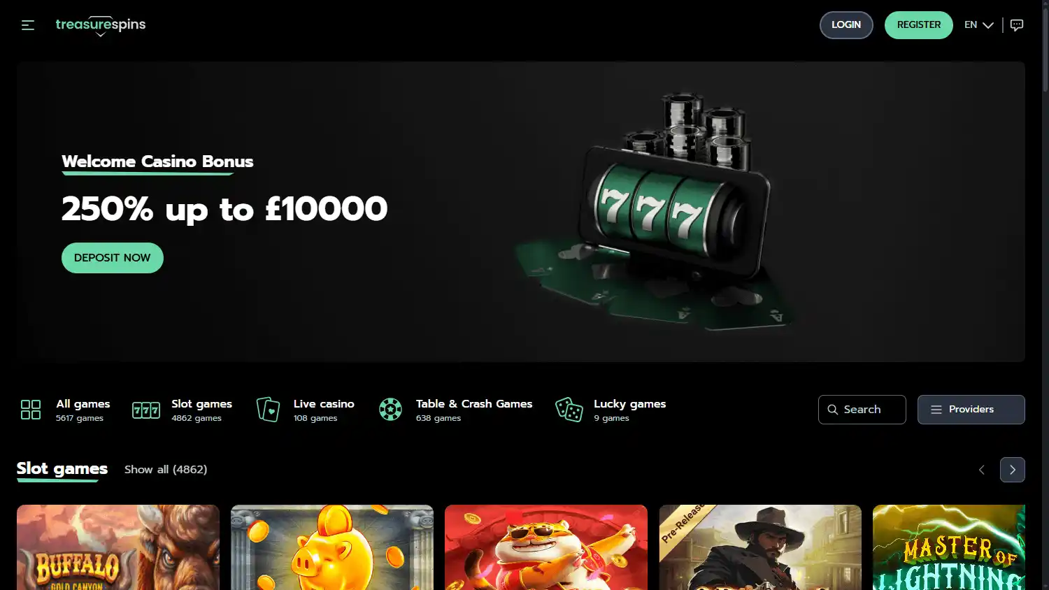 Treasure Spins Casino screenshot 1
