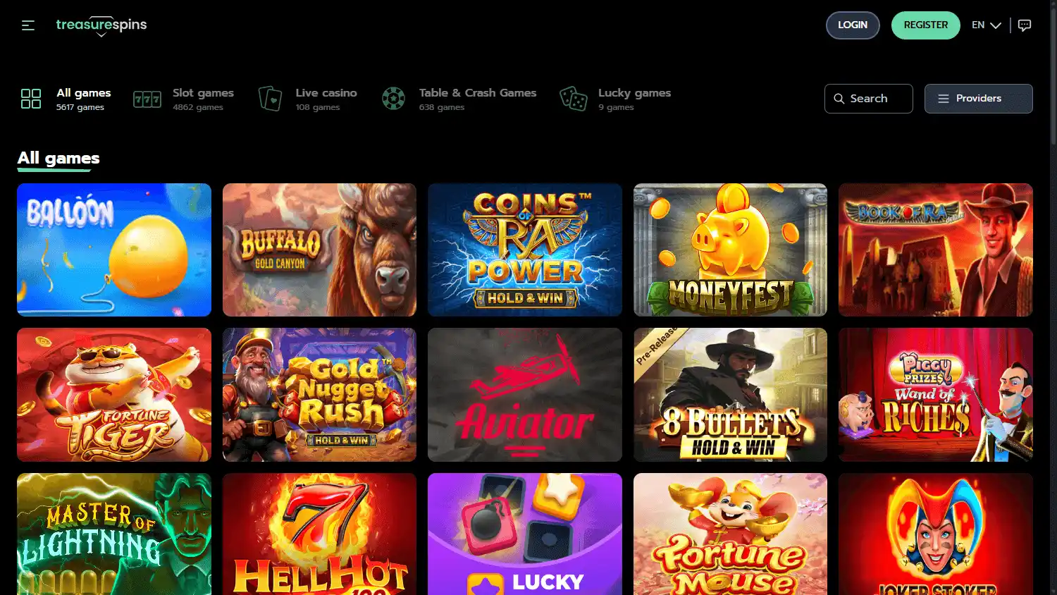 Treasure Spins Casino screenshot 2