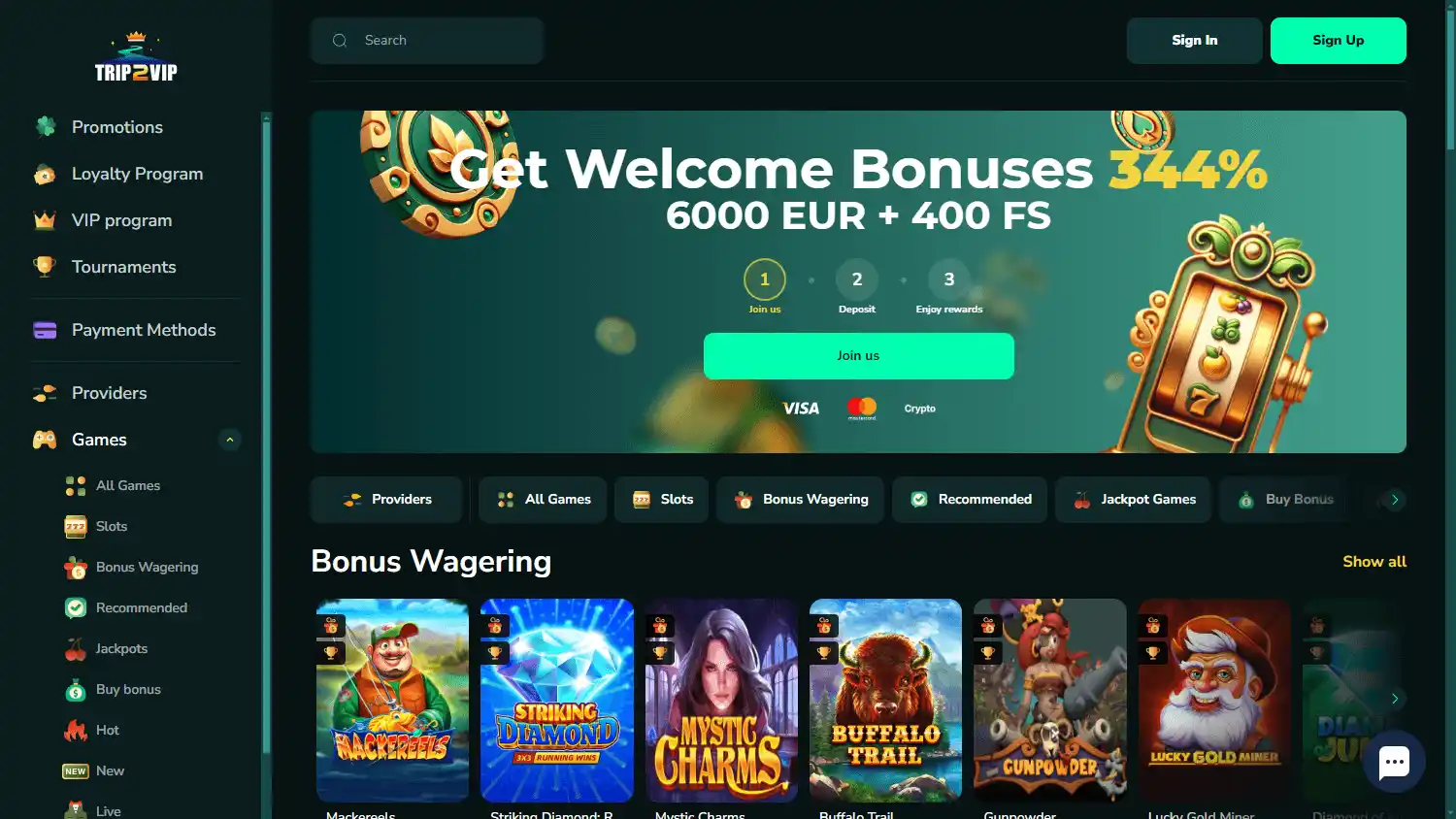 Trip2Vip Casino screenshot 1