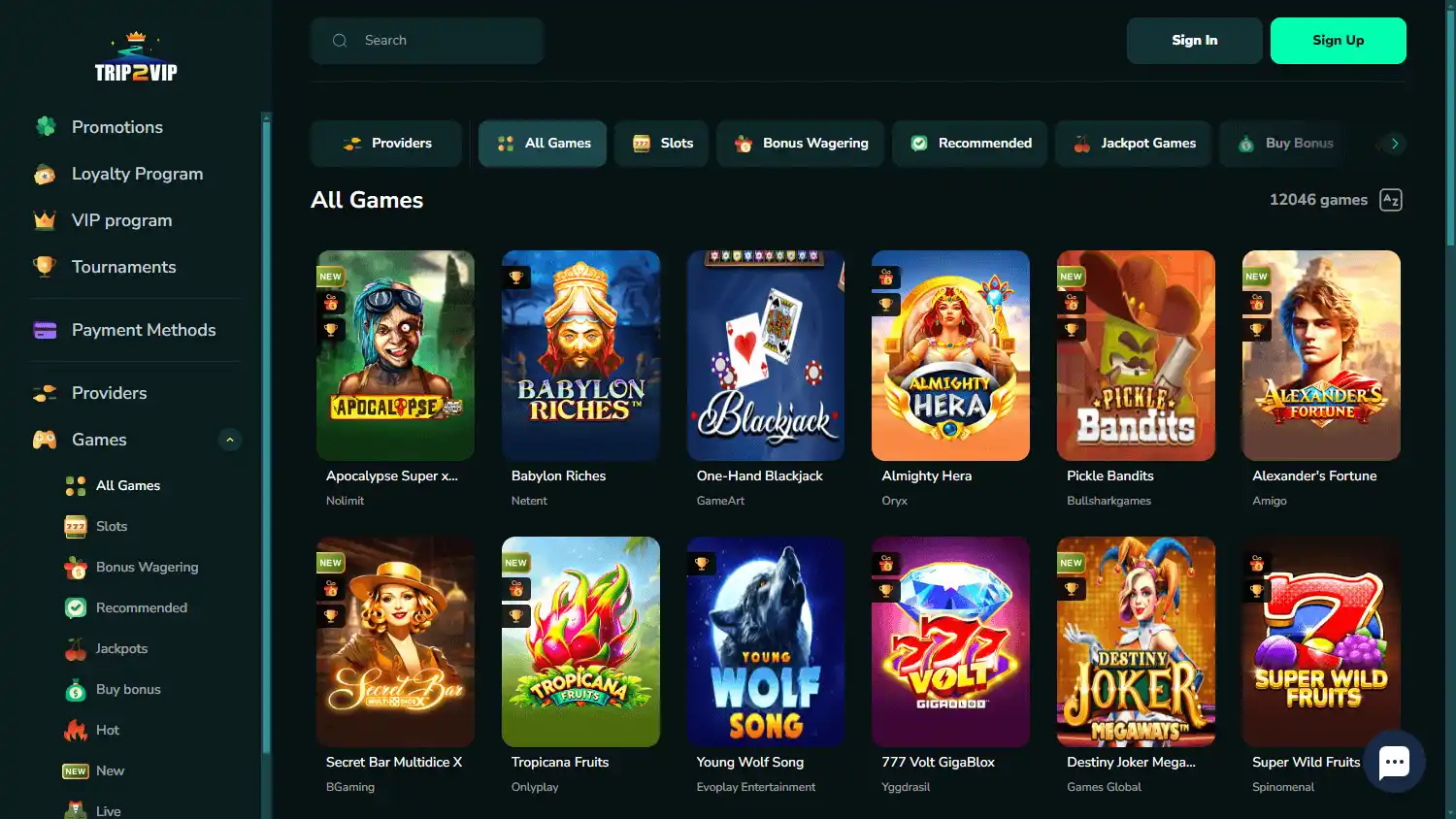 Trip2Vip Casino screenshot 2