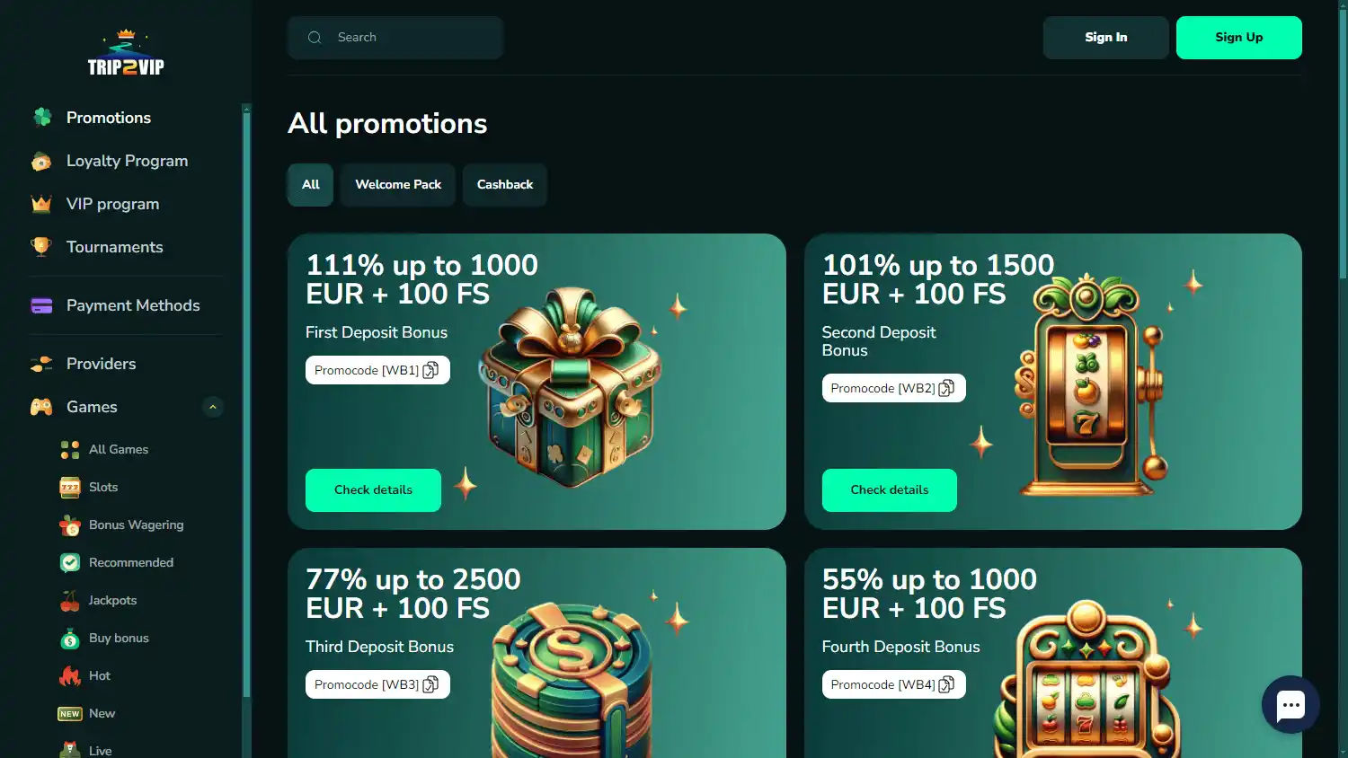Trip2Vip Casino screenshot 3