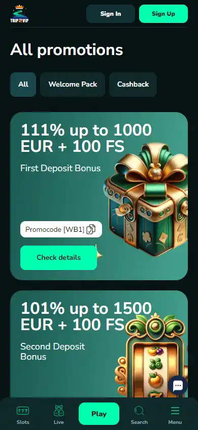 Trip2Vip Casino screenshot 6
