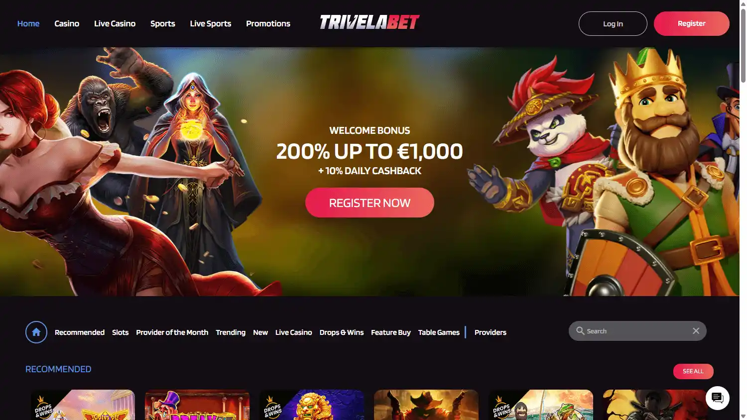 TrivelaBet Casino screenshot 1