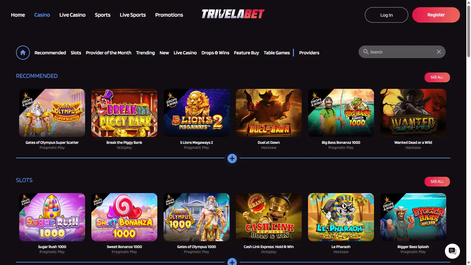 TrivelaBet Casino screenshot 2