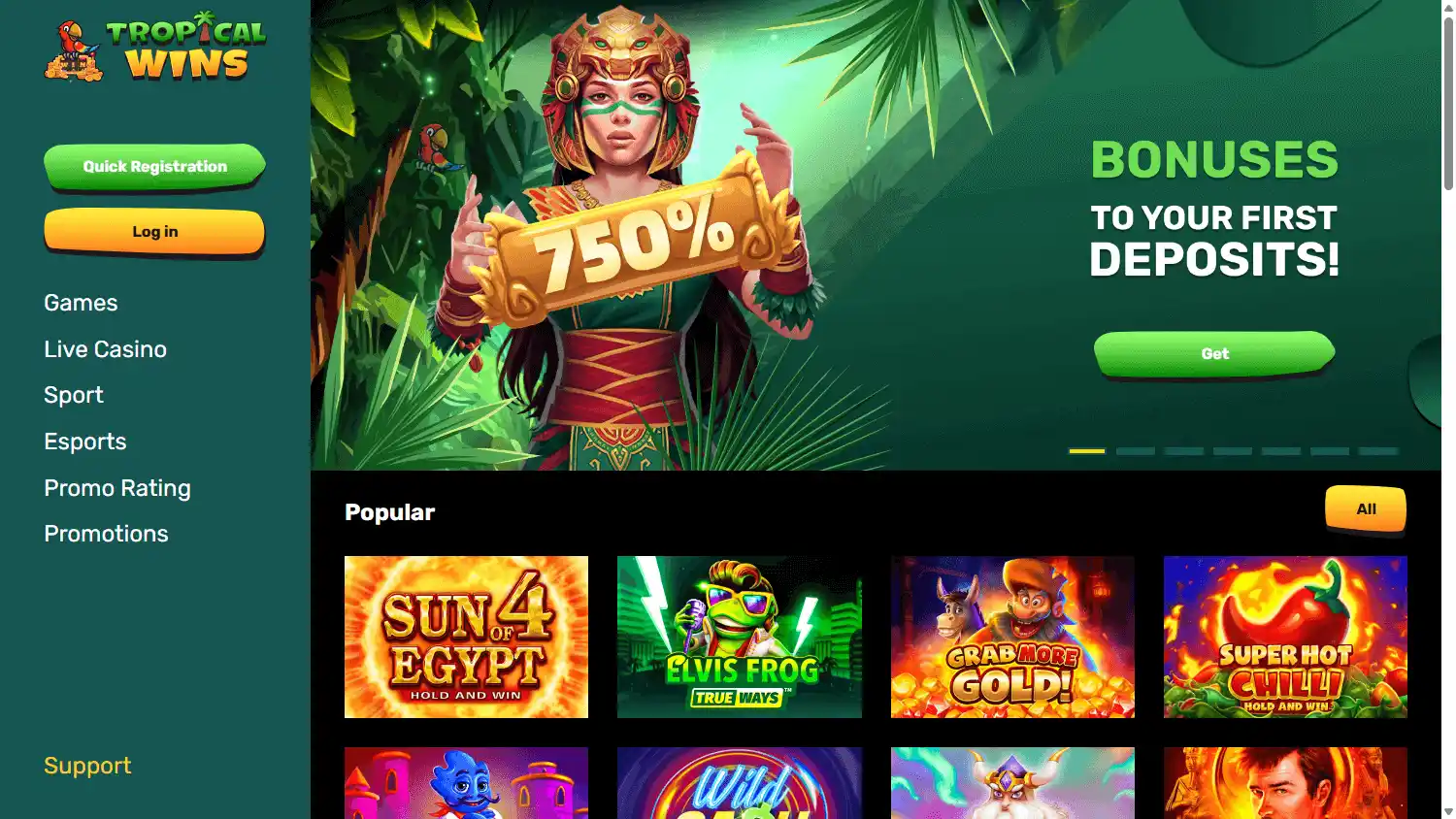 Tropical Wins Casino screenshot 1