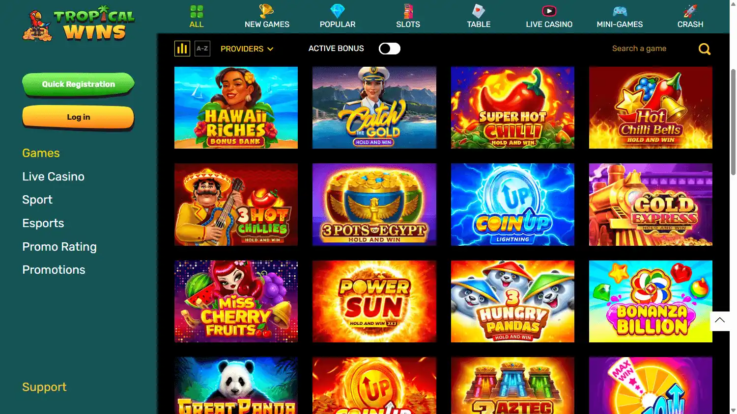 Tropical Wins Casino screenshot 2