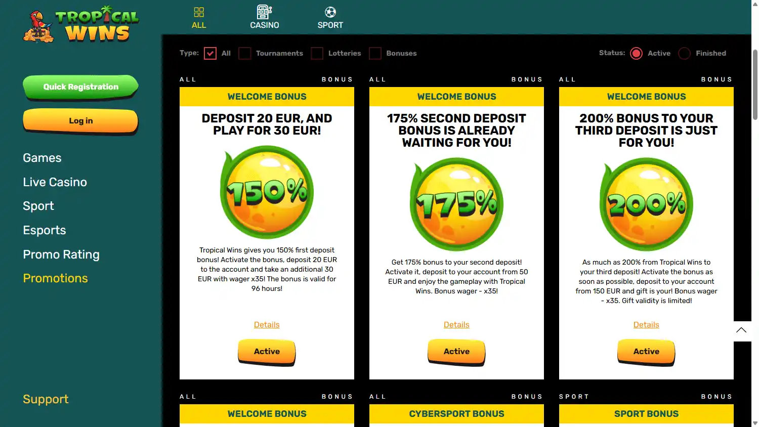 Tropical Wins Casino screenshot 3
