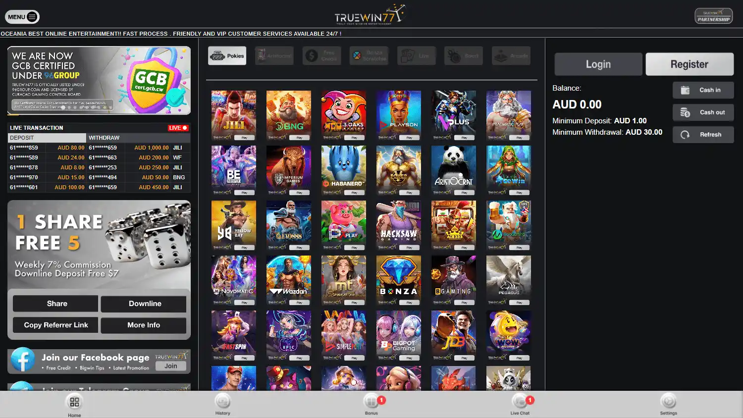 TrueWin77 Casino screenshot 1