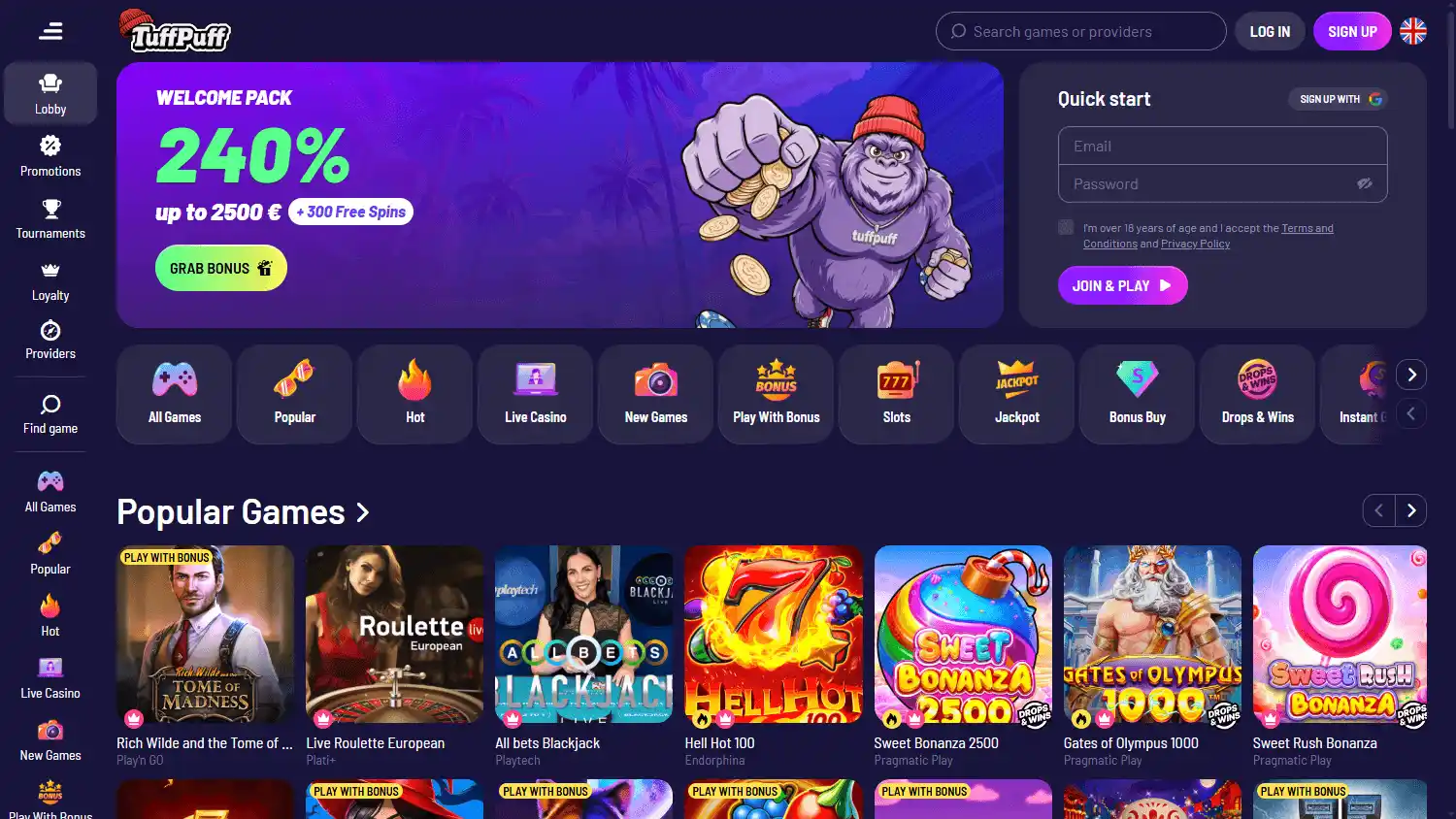 TuffPuff Casino screenshot 1