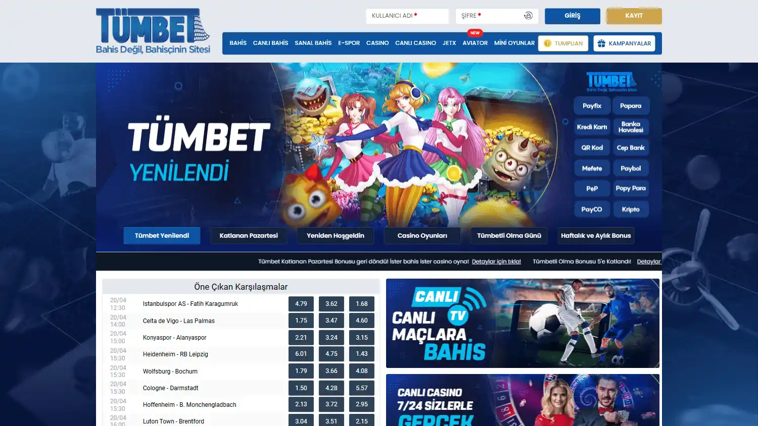 Tumbet Casino screenshot 1