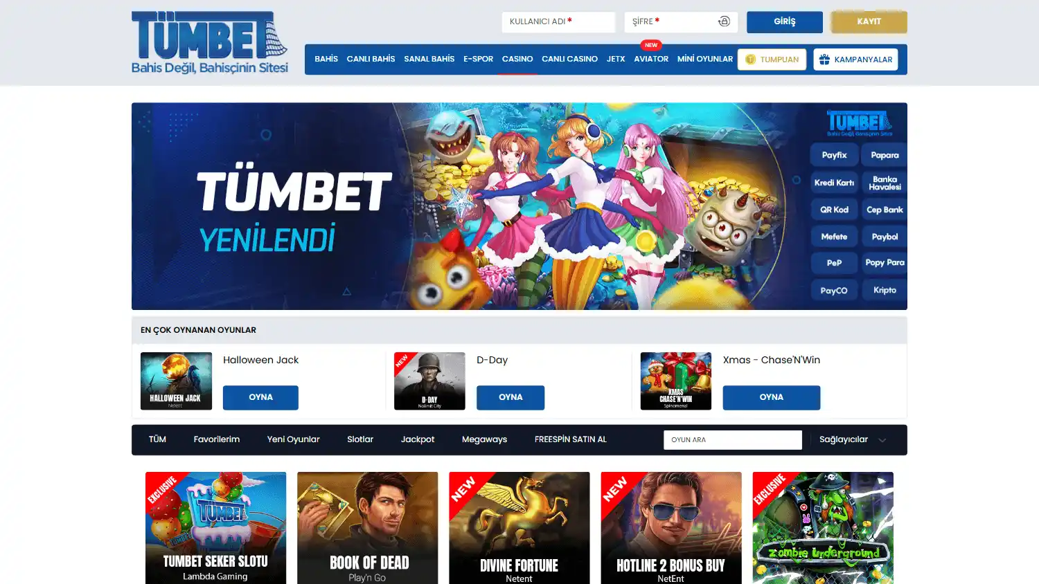 Tumbet Casino screenshot 2