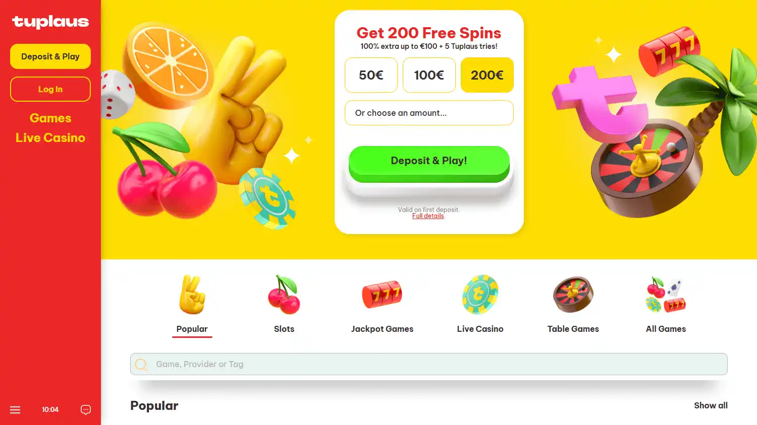 Tuplaus Casino screenshot 2