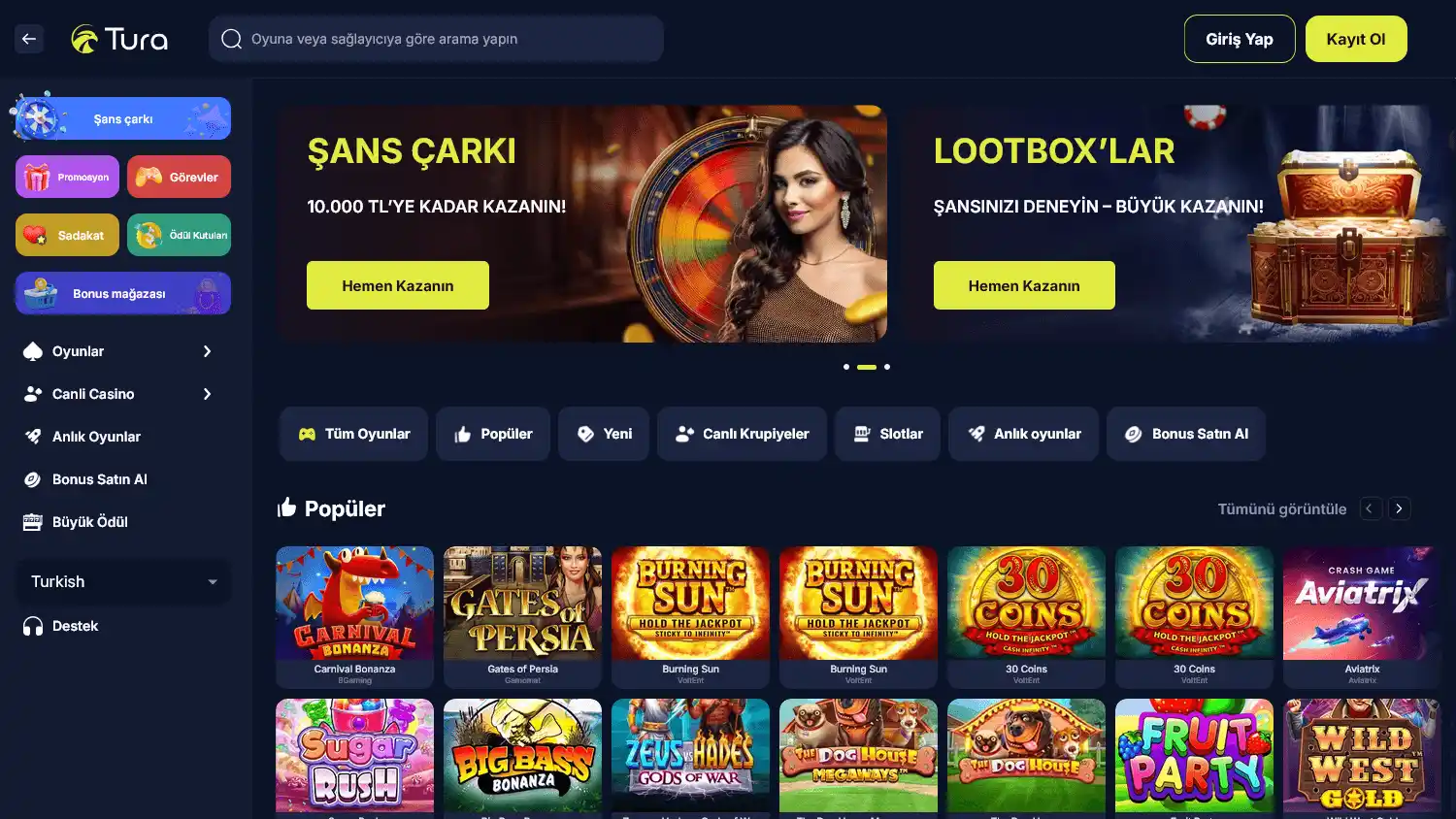 Turabet Casino screenshot 1