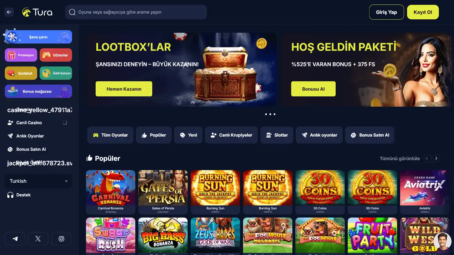 Turabet Casino screenshot 2