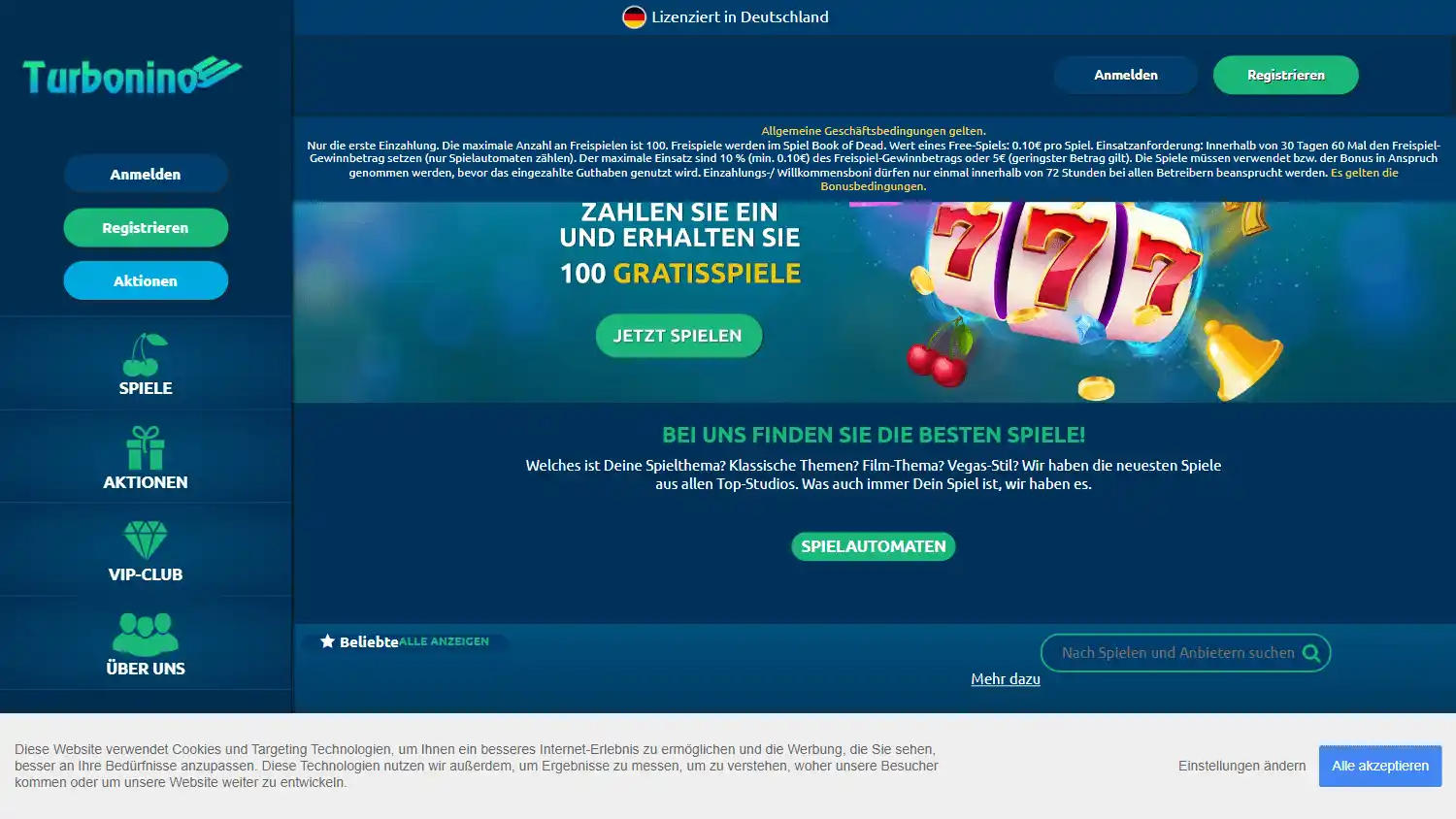 Turbonino Casino DE screenshot 1
