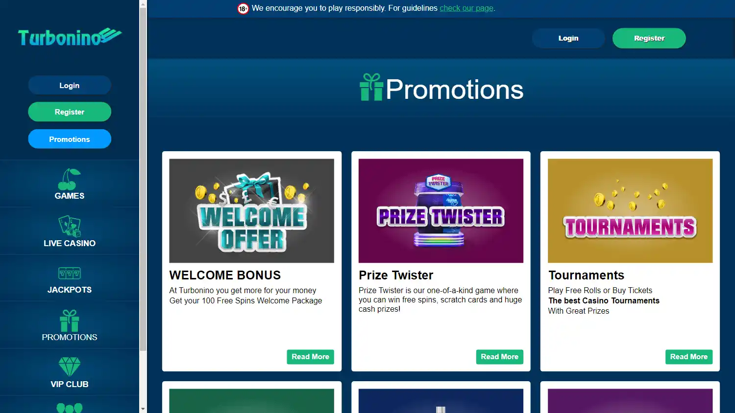 Turbonino Casino screenshot 4