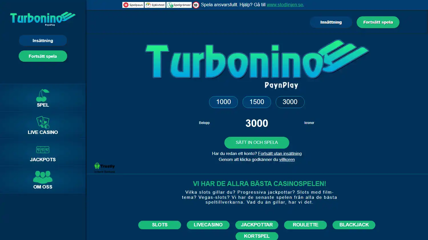 Turbonino Casino screenshot 1