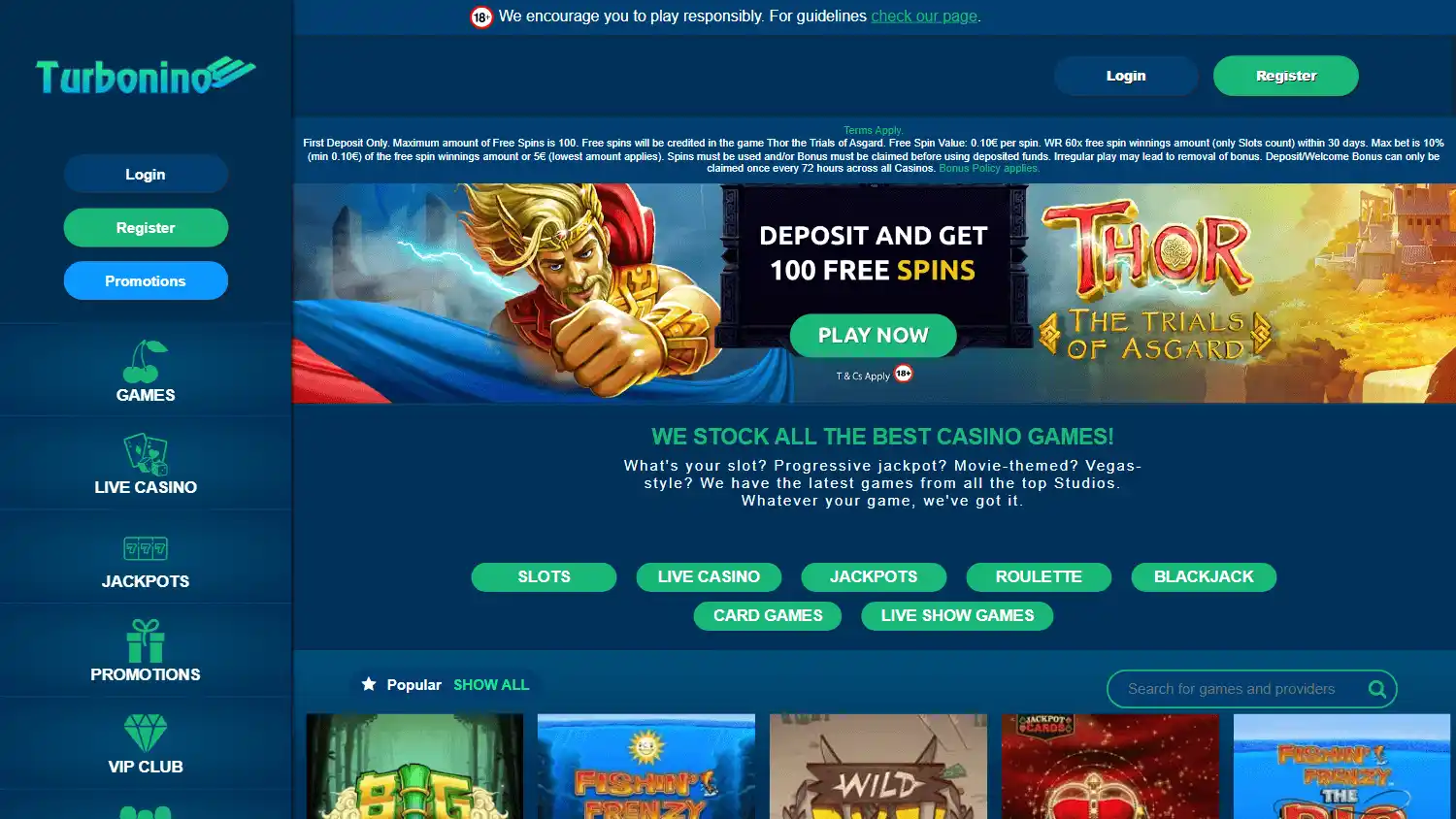 Turbonino Casino screenshot 1