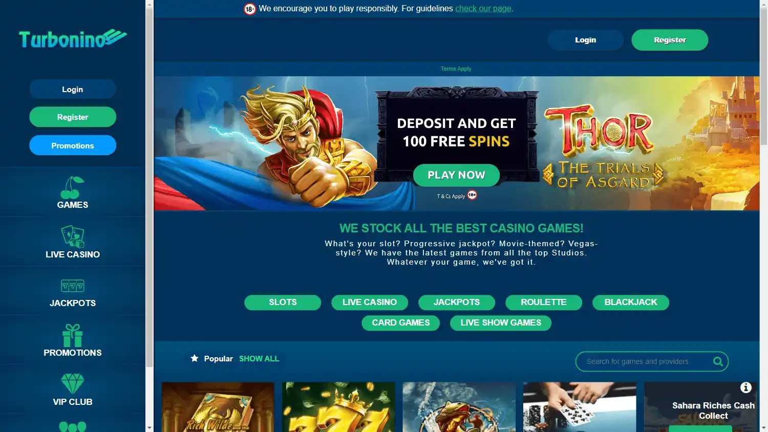 Turbonino Casino screenshot 2