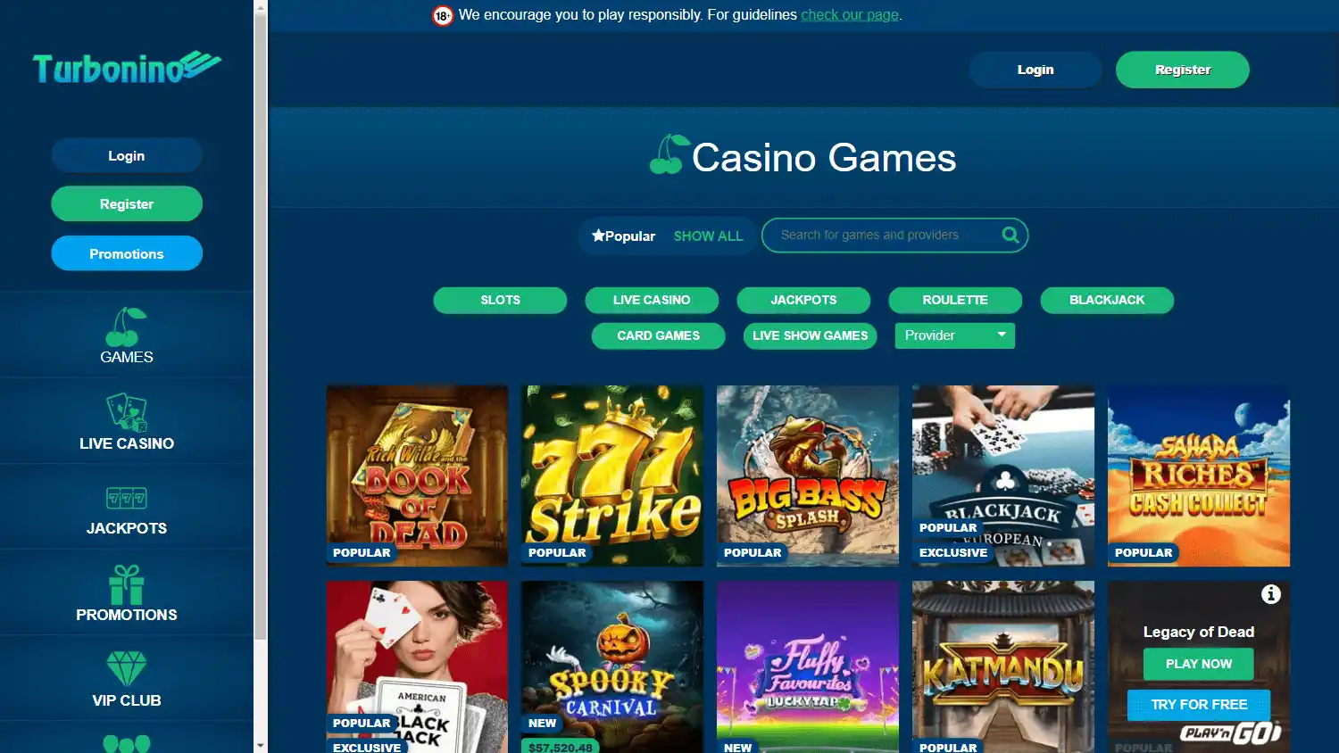 Turbonino Casino screenshot 3