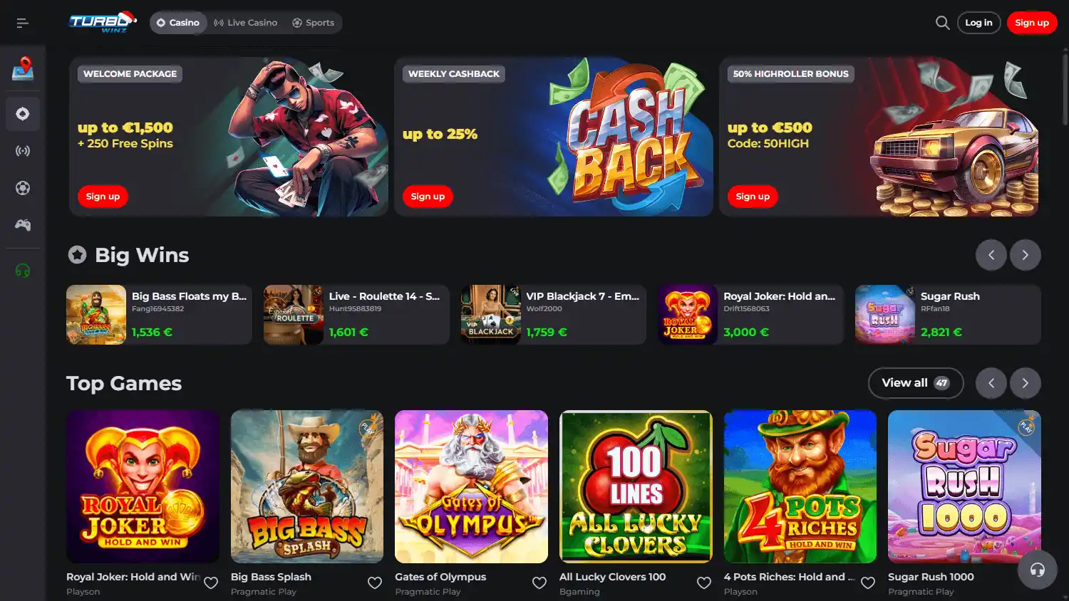 Turbowinz Casino screenshot 2