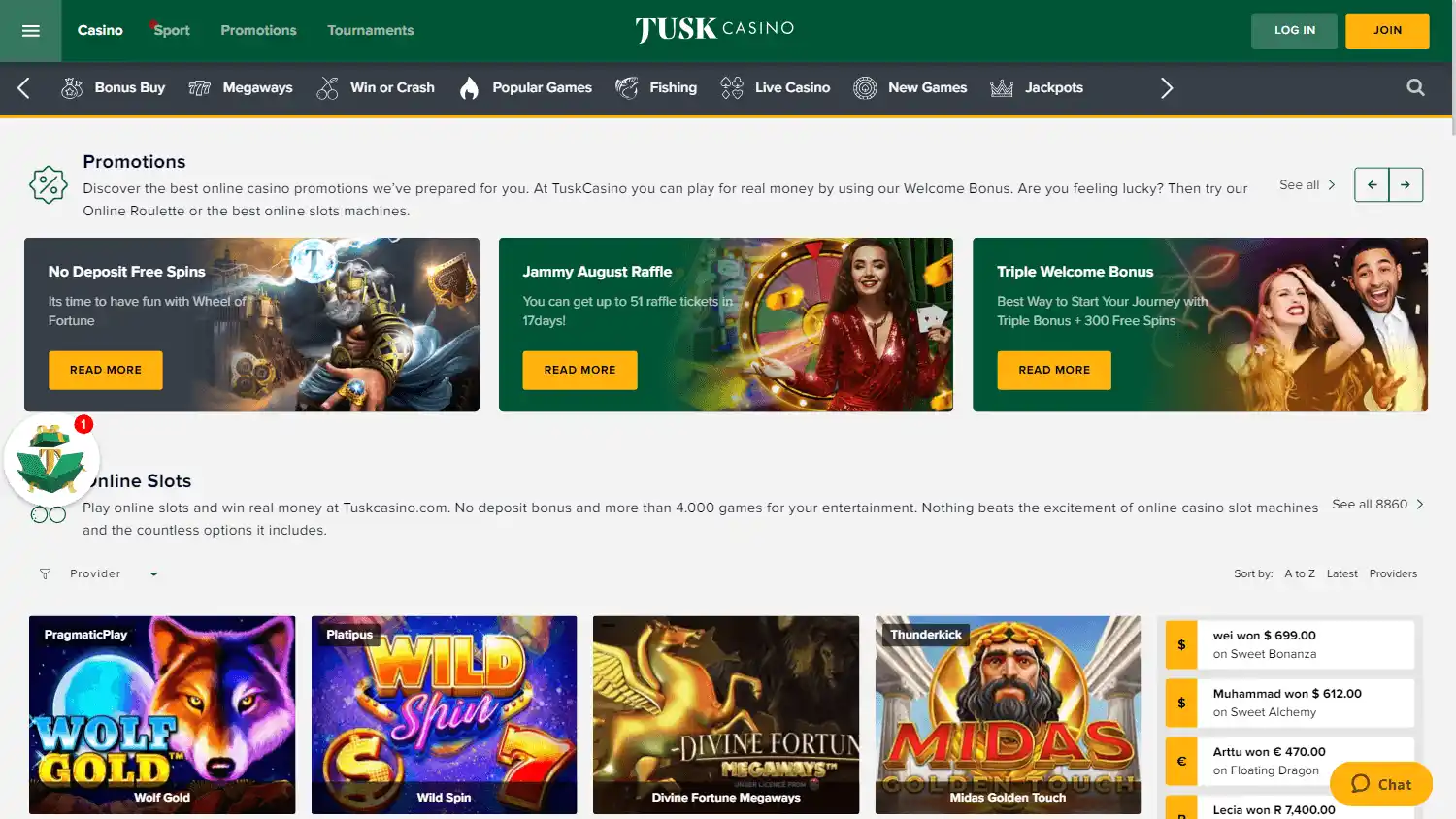 Tusk Casino screenshot 2