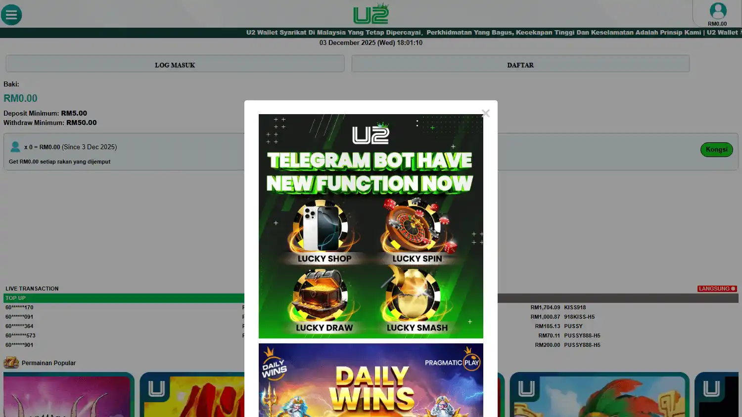 U2 Wallet Casino screenshot 1