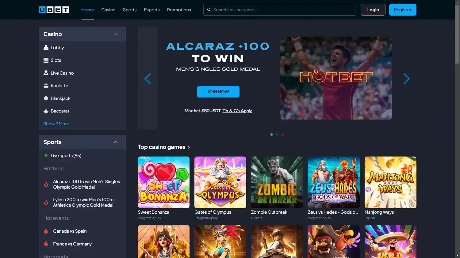 Ubet.io Casino screenshot 1