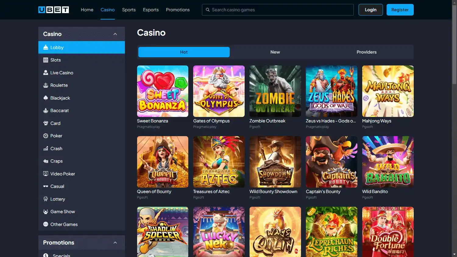 Ubet.io Casino screenshot 2