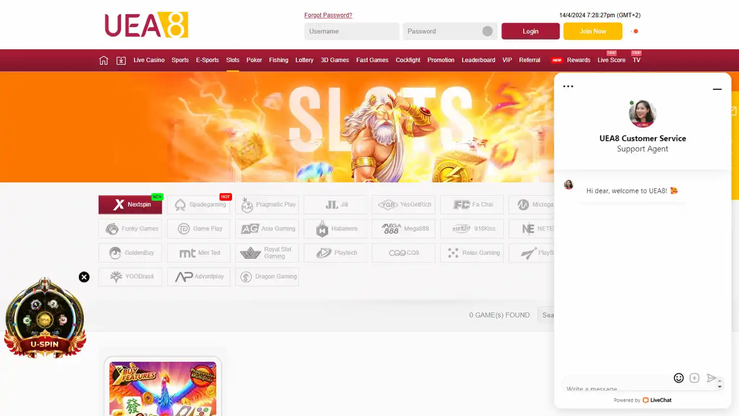 UEA8 Casino screenshot 1