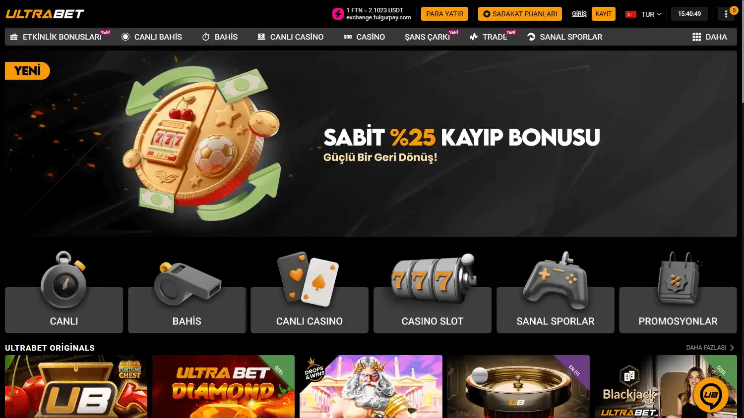 Ultrabet Casino screenshot 1