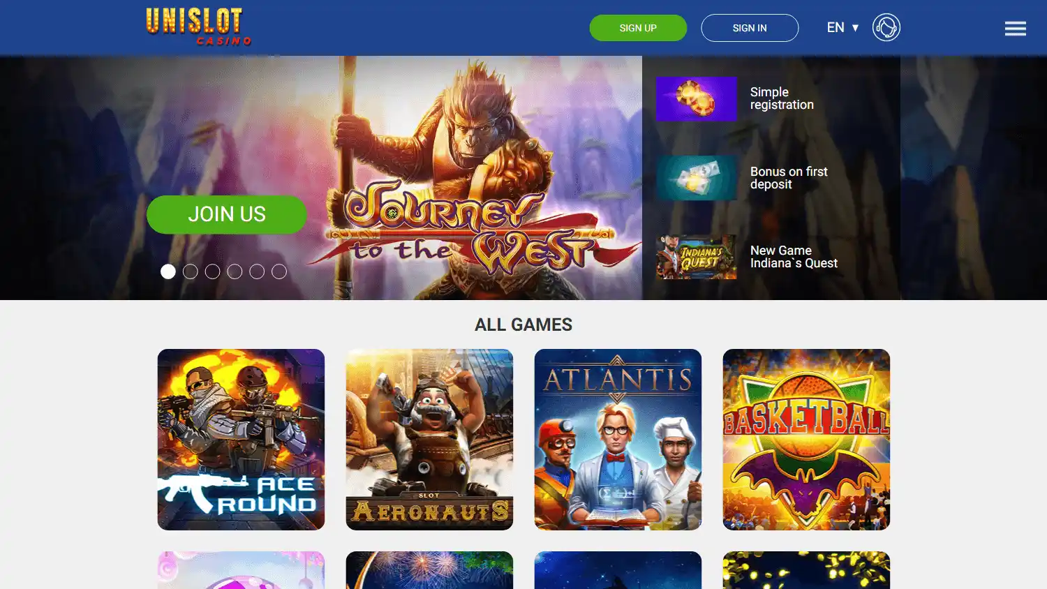 Unislot Casino screenshot 1