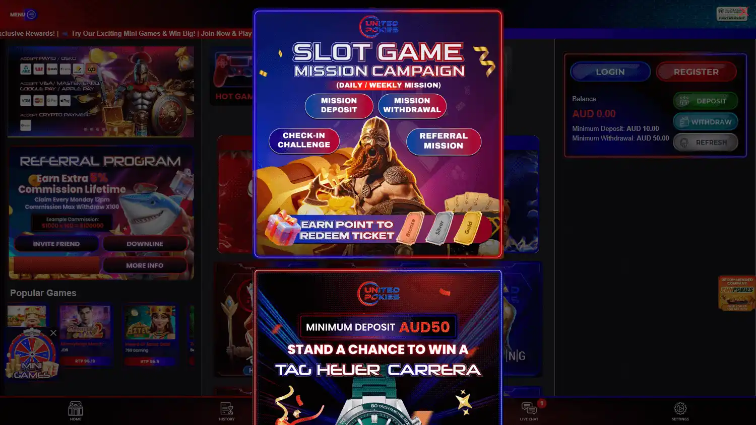 United Pokies Casino screenshot 1